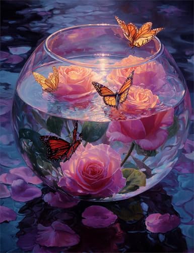 Puzzle 90 Teile Erwachsene Rosen-Schmetterling, DIY Klassische Jigsaw Puzzles Legespiel, Geschicklichkeitsspiel für Die Ganze Familie, Puzzles Farbenfrohes für Home Dekoration von Tainrun