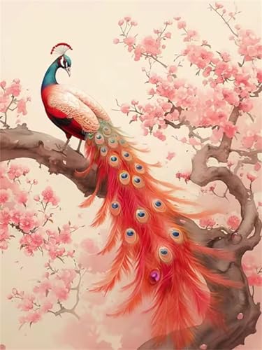 Puzzle 90 Teile Erwachsene Roter Federpfau, DIY Klassische Jigsaw Puzzles Legespiel, Geschicklichkeitsspiel für Die Ganze Familie, Puzzles Farbenfrohes für Home Dekoration von Tainrun