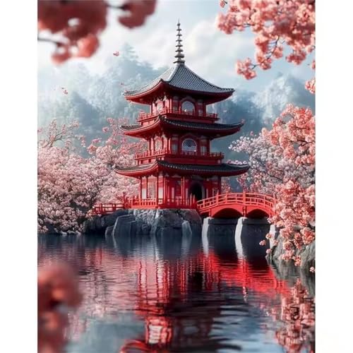 Puzzle 90 Teile Erwachsene Rotes Gebäude, DIY Klassische Jigsaw Puzzles Legespiel, Geschicklichkeitsspiel für Die Ganze Familie, Puzzles Farbenfrohes für Home Dekoration von Tainrun