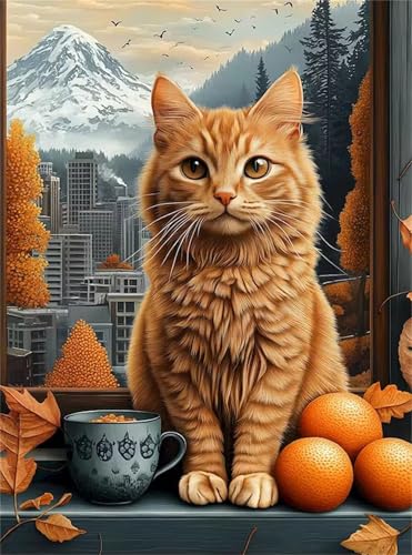 Puzzle 90 Teile für Erwachsene, Herbst Stadtkatze 25x20cm Puzzle Erwachsene 90 Teile Lernspiel Herausforderung Spielzeug, Geschicklichkeitsspiel für die ganze Familie von Tainrun