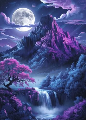 Puzzle 90 Teile für Erwachsene, Mondscheiniger Bergwasserfall 25x20cm Puzzle Erwachsene 90 Teile Lernspiel Herausforderung Spielzeug, Geschicklichkeitsspiel für die ganze Familie von Tainrun