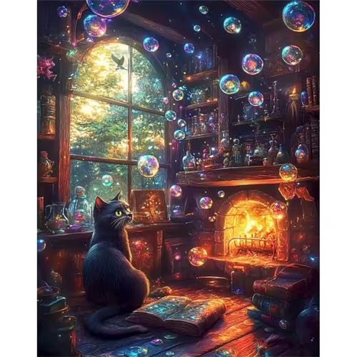 Puzzle für Erwachsene 1000 Teile schwer schwierig herausfordernde Jigsaw Puzzle 1000 Teile, Kreative Unterhaltung Klassische Puzzles Erwachsene, Home Dekor Puzzles Magische Hauskatze von Tainrun