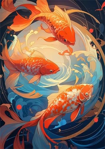 Puzzle für Erwachsene 1000 Teile schwer schwierig herausfordernde Jigsaw Puzzle 1000 Teile, Kreative Unterhaltung Klassische Puzzles Erwachsene, Home Dekor Puzzles Orangen-Koi-Wasser von Tainrun