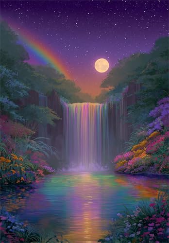 Puzzle für Erwachsene 1000 Teile schwer schwierig herausfordernde Jigsaw Puzzle 1000 Teile, Kreative Unterhaltung Klassische Puzzles Erwachsene, Home Dekor Puzzles Wasserfall Bunte Blumen von Tainrun