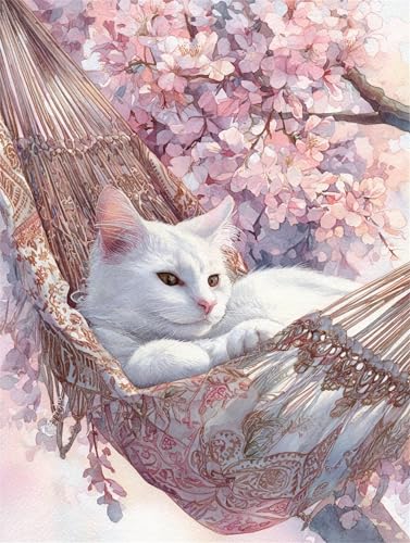Puzzle für Erwachsene 1200 Teile schwer schwierig herausfordernde Jigsaw Puzzle 1200 Teile, Kreative Unterhaltung Klassische Puzzles Erwachsene, Home Dekor Puzzles Blume Katze Hängematte von Tainrun