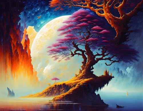 Puzzle für Erwachsene 1500 Teile schwer schwierig herausfordernde Jigsaw Puzzle 1500 Teile, Kreative Unterhaltung Klassische Puzzles Erwachsene, Home Dekor Puzzles Klippe Mondbaum von Tainrun