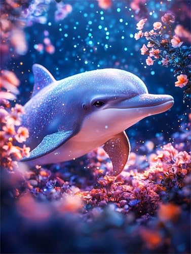 Puzzle für Erwachsene 200 Teile schwer schwierig herausfordernde Jigsaw Puzzle 200 Teile, Kreative Unterhaltung Klassische Puzzles Erwachsene, Home Dekor Puzzles Süße Delfinblume von Tainrun