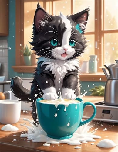 Puzzle für Erwachsene 2000 Teile schwer schwierig herausfordernde Jigsaw Puzzle 2000 Teile, Kreative Unterhaltung Klassische Puzzles Erwachsene, Home Dekor Puzzles Küche Milchkatze von Tainrun
