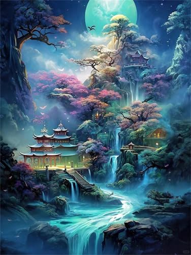 Puzzle für Erwachsene 2000 Teile schwer schwierig herausfordernde Jigsaw Puzzle 2000 Teile, Kreative Unterhaltung Klassische Puzzles Erwachsene, Home Dekor Puzzles Märchenland-Wasserfall-Szenerie von Tainrun