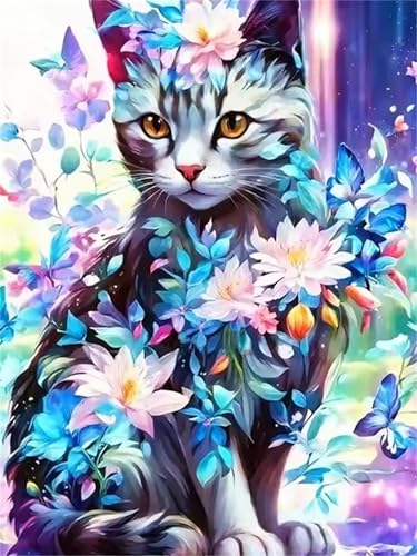Puzzle für Erwachsene 30 Teile schwer schwierig herausfordernde Jigsaw Puzzle 30 Teile, Kreative Unterhaltung Klassische Puzzles Erwachsene, Home Dekor Puzzles Magische Blume Katze von Tainrun