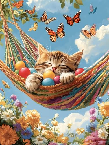 Puzzle für Erwachsene 30 Teile schwer schwierig herausfordernde Jigsaw Puzzle 30 Teile, Kreative Unterhaltung Klassische Puzzles Erwachsene, Home Dekor Puzzles Niedliche Katzenhängematte von Tainrun