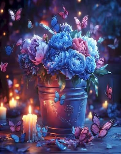 Puzzle für Erwachsene 30 Teile schwer schwierig herausfordernde Jigsaw Puzzle 30 Teile, Kreative Unterhaltung Klassische Puzzles Erwachsene, Home Dekor Puzzles Schmetterling Blaue Pfingstrose von Tainrun
