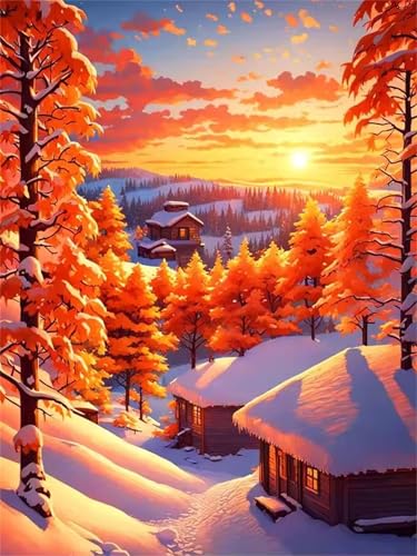 Puzzle für Erwachsene 30 Teile schwer schwierig herausfordernde Jigsaw Puzzle 30 Teile, Kreative Unterhaltung Klassische Puzzles Erwachsene, Home Dekor Puzzles Winterhüttenbaum von Tainrun