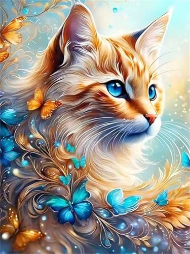 Puzzle für Erwachsene 500 Teile schwer schwierig herausfordernde Jigsaw Puzzle 500 Teile, Kreative Unterhaltung Klassische Puzzles Erwachsene, Home Dekor Puzzles Goldene Katze Schmetterling von Tainrun