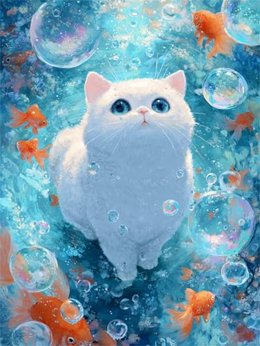 Puzzle für Erwachsene 500 Teile schwer schwierig herausfordernde Jigsaw Puzzle 500 Teile, Kreative Unterhaltung Klassische Puzzles Erwachsene, Home Dekor Puzzles Katze Unterwasser Koi von Tainrun