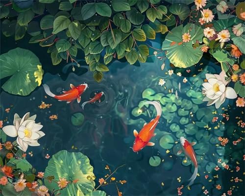 Puzzle für Erwachsene 500 Teile schwer schwierig herausfordernde Jigsaw Puzzle 500 Teile, Kreative Unterhaltung Klassische Puzzles Erwachsene, Home Dekor Puzzles Lotusblatt-Koi von Tainrun