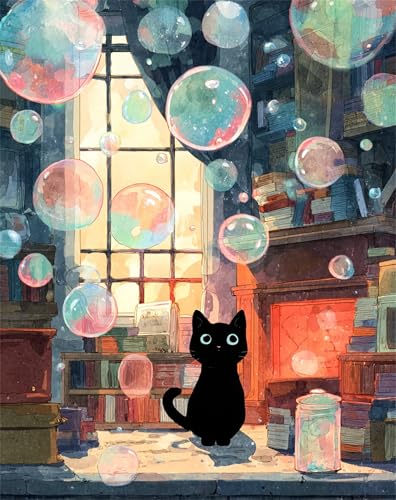 Puzzle für Erwachsene 500 Teile schwer schwierig herausfordernde Jigsaw Puzzle 500 Teile, Kreative Unterhaltung Klassische Puzzles Erwachsene, Home Dekor Puzzles Schwarzes Katzenfenster von Tainrun