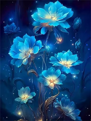 Puzzle für Erwachsene 700 Teile schwer schwierig herausfordernde Jigsaw Puzzle 700 Teile, Kreative Unterhaltung Klassische Puzzles Erwachsene, Home Dekor Puzzles Blaue Blumennacht von Tainrun