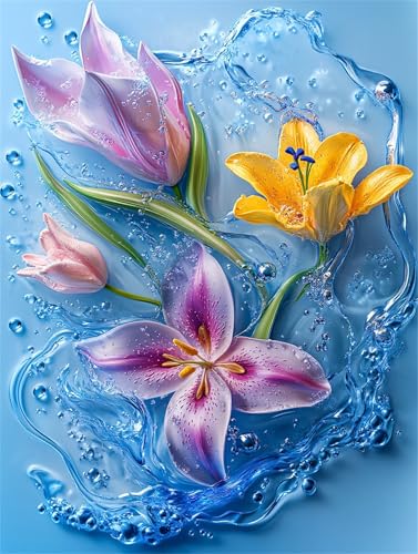 Puzzle für Erwachsene 700 Teile schwer schwierig herausfordernde Jigsaw Puzzle 700 Teile, Kreative Unterhaltung Klassische Puzzles Erwachsene, Home Dekor Puzzles Splash Lila Blumen von Tainrun
