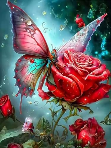 Roter Rosenschmetterling Jigsaw Puzzles for Adults 120 Jigsaw Puzzles Adults,120 Pieces Puzzle Educational Challenge Toy Games Beautiful Home Decoration Puzzle von Tainrun