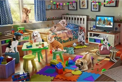 Spielzeug Hund Jigsaw Puzzles for Adults 1000 Jigsaw Puzzles Adults,1000 Pieces Puzzle Educational Challenge Toy Games Beautiful Home Decoration Puzzle von Tainrun