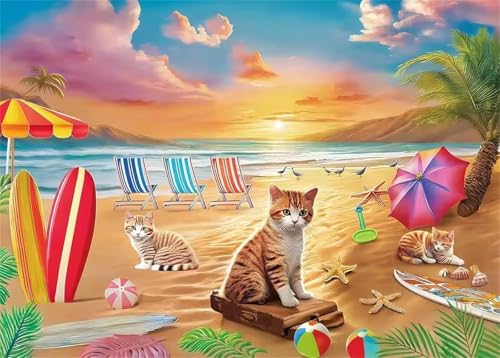 Strandkatze Jigsaw Puzzles for Adults 120 Jigsaw Puzzles Adults,120 Pieces Puzzle Educational Challenge Toy Games Beautiful Home Decoration Puzzle von Tainrun