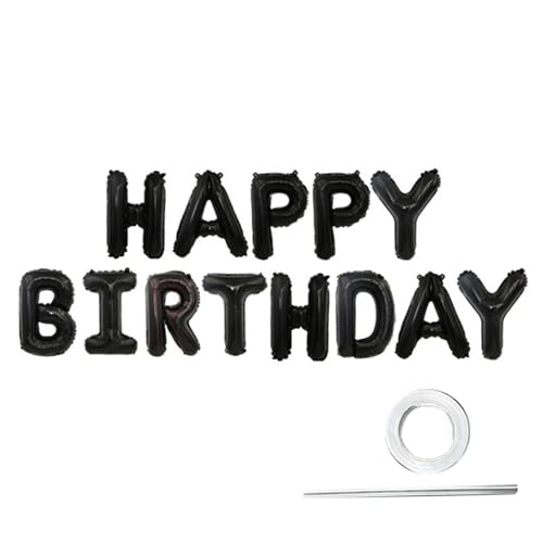 Tainrunse Buchstaben, Luftballons, Banner, Partygeschenke, Happy Birthday, Luftballons, Banner, keine Luftlecks, Schwarz von Tainrunse