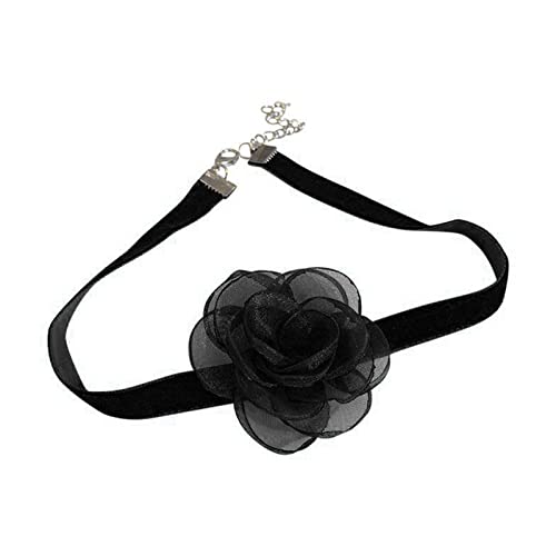 Tainrunse Damen Halsband, dekoratives Halsband, Schlüsselbeinkette, Choker mit Blumendekor, auffällig, Schwarz von Tainrunse