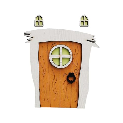 Tainrunse Fairy Door Simulation Doll House Mini Door Window Decorative Adorable A von Tainrunse