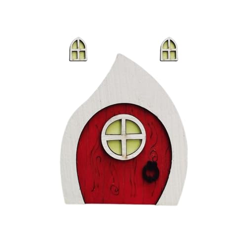 Tainrunse Fairy Door Simulation Doll House Mini Door Window Decorative Adorable B von Tainrunse