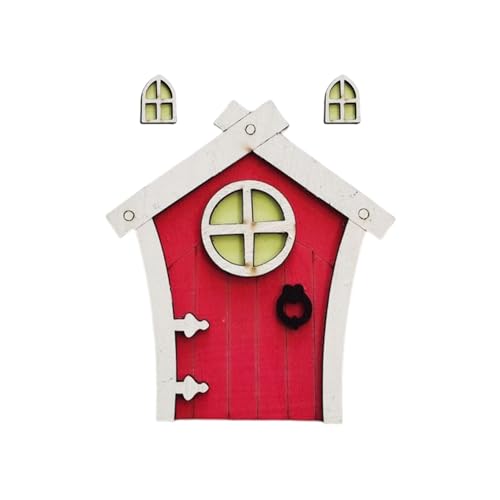 Tainrunse Fairy Door Simulation Doll House Mini Door Window Decorative Adorable C von Tainrunse