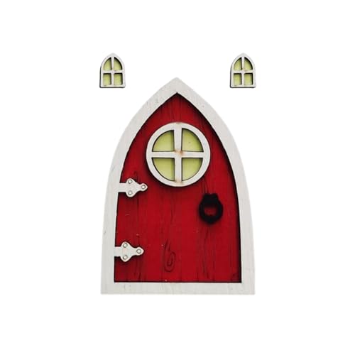 Tainrunse Fairy Door Simulation Doll House Mini Door Window Decorative Adorable E von Tainrunse