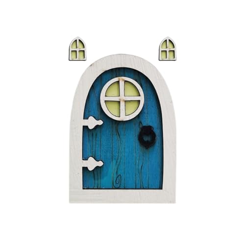 Tainrunse Fairy Door Simulation Doll House Mini Door Window Decorative Adorable F von Tainrunse