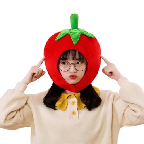 Tainrunse Plüsch-Tomatenkopfbedeckung, Tomaten-Kopfbedeckung, weich, niedlich, Cross-Dressing-Plüschkappen, tragbare Fotografie-Requisiten, Rot Tainrunse Plüsch-Tomatenkopfbedeckung, Tomaten-Kopfbedeckung, weich, niedlich, Cross-Dressing-Plüschkappen, tragbare Fotografie-Requisiten, Rot von Tainrunse