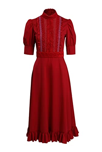 BAEHEU Horror Movie Pearl Cosplay Costume Red Dress X Prequel Outfits for Carnival Party Halloween Suit Women von Taiture