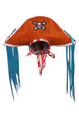 Erwachsene Buggy Hut Cosplay Kostüm Herren Buggy Kapitän Schädel Piratenhut Kappe Kopftuch Kopfbedeckung Halloween Maskerade Requisiten (Buggy Hut, Einheitsgröße) von Taiture