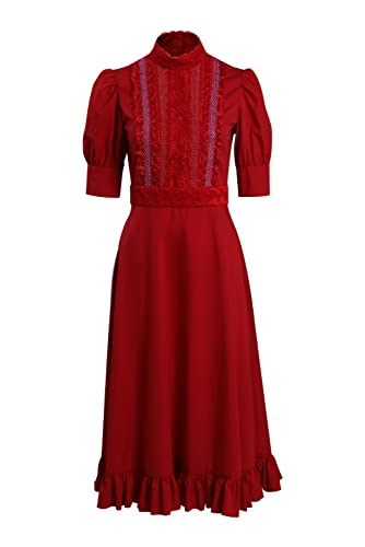 Taiture Horror Movie Pearl Cosplay Kostüm Rotes Kleid X Prequel Outfits für Karneval Party Halloween Anzug Damen (XS) von Taiture