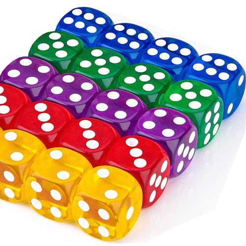 20 Stück Polyedrische Würfel D6 Würfel Spielwürfel aus Acryl 14 mm 16 mm Bunter Würfel Mehrfarben Würfel Set Würfel für Würfelspiele Tischspiele 5 Farben (1.4mm) von Taiyyi