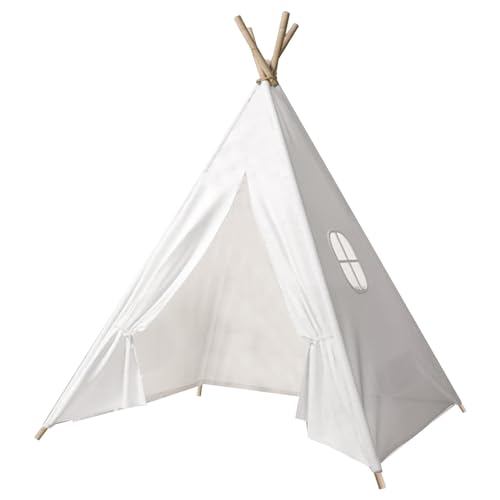 Takezuaa Weiß Kinder Tipi Zelt für Mädchen und Jungen - Faltbares Spielhaus für Drinnen oder Draußen Mit Tragetasche - 120 * 120 * 130cm Polyester Kinderzelt von Takezuaa