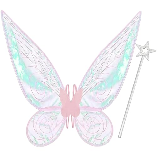 Takmor Feenflügel Erwachsene Feenflügel Kinder, Feen Flügel Damen Erwachsen Winx Club Kostüm Fairy Wings für Karneval Geburtstag Halloween Weihnachten Rollenspiele Comic Con Themed Party(Rosa) von Takmor