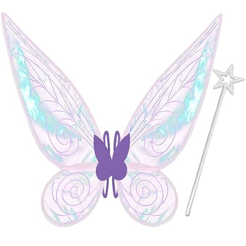 Takmor Feenflügel Erwachsene Feenflügel Kinder, Feen Flügel Damen Erwachsen Fasching Kostüm Fairy Wings für Karneval Geburtstag Halloween Weihnachten Rollenspiele Comic Con Themed Party (Violett) von Takmor