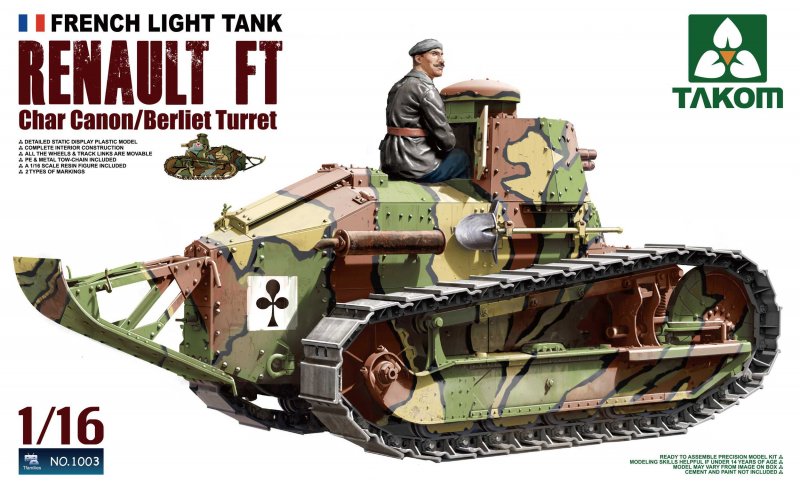 French Heavy Tank RENAULT FT char Canon/ French Heavy Tank RENAULT FT char Canon/ von Takom