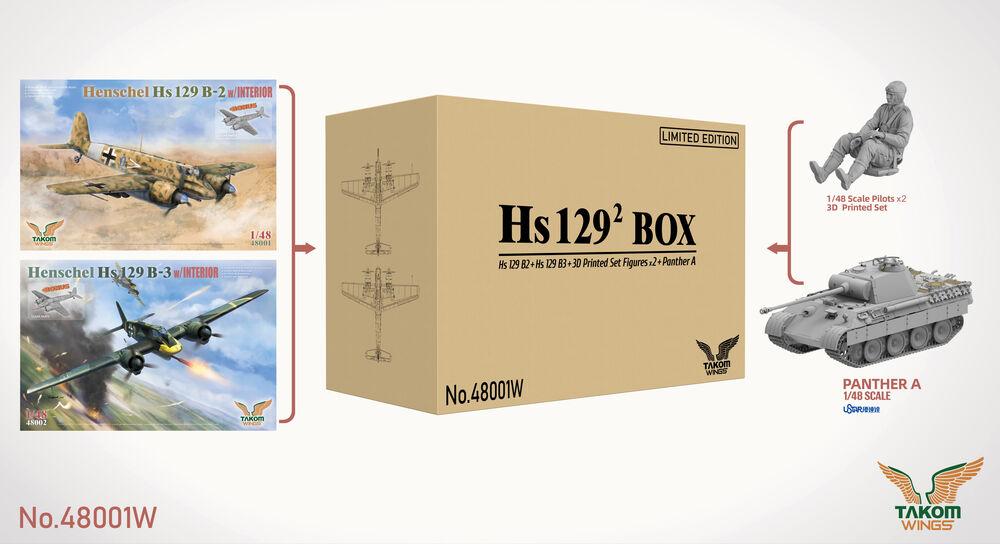 Henschel HS 129 - Box Hs 129 B2 + Hs 129 B3 + 3D Printed Set Figures x 2+Panther A (Limited edition) von Takom