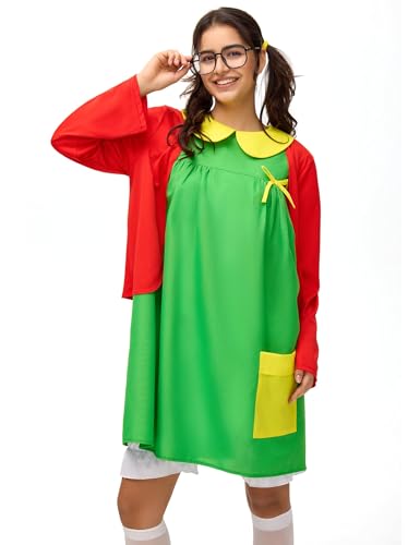 Halloween-Kostüm für Damen und Erwachsene, 6-teiliges Set, lustig, niedliches Outfit, rot-grünes Kleid, Kostüme, Übergröße, mexikanische Komödie, Cosplay-Party, Mehrfarbig, XXL Halloween-Kostüm für Damen und Erwachsene, 6-teiliges Set, lustig, niedliches Outfit, rot-grünes Kleid, Kostüme, Übergröße, mexikanische Komödie, Cosplay-Party, Mehrfarbig, XXL von Takuvan