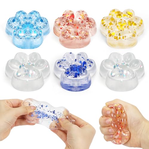 6 Stück Katze Stress Relief Spielzeug,Lustige Katze Pfote Squeeze Stress Relief Spielzeug für Kinder und Erwachsene,Tier Anti Stress Spielzeug,Perfekte Kinder Geburtstag Geschenke von TaleMoon