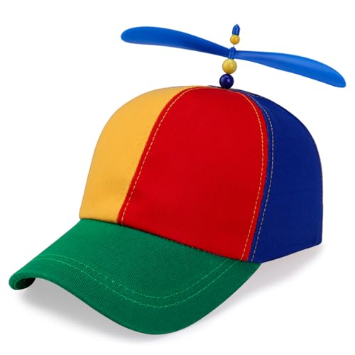 TaleMoon Propeller Mütze,Propeller Hut Erwachsene,Lustige Hubschraubermütze Männer,Helikopter Kappe kopfbedeckung,Regenbogen Propeller Mützen für Karneval Party Herren Kinder,Größenverstellbar von TaleMoon