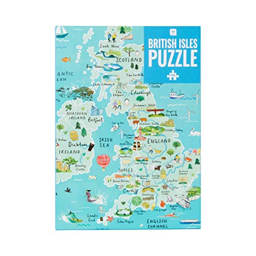 Talking Tables PUZZ-MAP-UK 1000-teilige Blue UK Karte British Isles Puzzle & Poster | Illustriert | Großbritannien Sehenswürdigkeiten Reisen | Regentag, Aktivitäten zu Hause, Geburtstagsgeschenk von Talking Tables