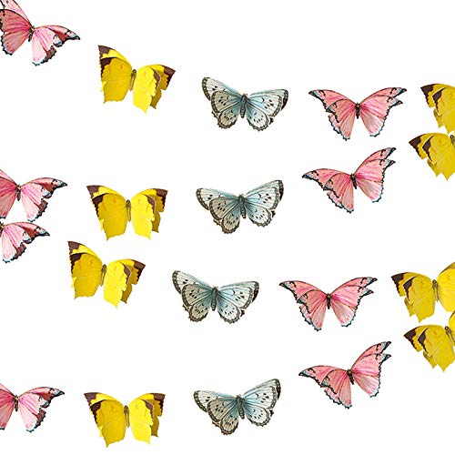 5m (16ft) kleine 3D Schmetterlingsgirlande Ammer | Pastell Geburtstagsdekorationen | Zubehör für Kinderfee Party, Woodland Fairies Thema, Mädchen Schlafzimmer Zubehör von Talking Tables