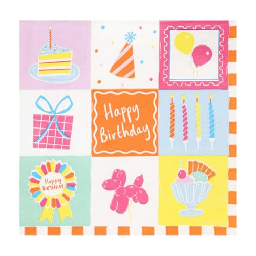 Talking Tables 20 x Happy Birthday Papierservietten, Abzeichen Hut Kuchen Kerze Dekorationen Kinder Party Servietten für Geburtstage Einweggeschirr recycelbar plastikfrei 3-lagig 33cm Talking Tables 20 x Happy Birthday Papierservietten, Abzeichen Hut Kuchen Kerze Dekorationen Kinder Party Servietten für Geburtstage Einweggeschirr recycelbar plastikfrei 3-lagig 33cm von Talking Tables
