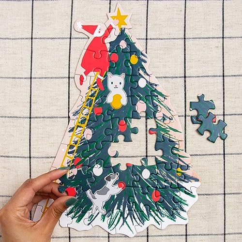 Talking Tables 50 Piece Christmas Tree Shaped Puzzle for Kids Children Game Age 3+ Jigsaws, Xmas Eve, Present, Stocking Filler Ideas, Gift for boys or girls | 100% plastic-free von Talking Tables